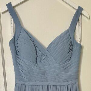 Azazie Chanel bridesmaid dress - Dusty Blue size 6